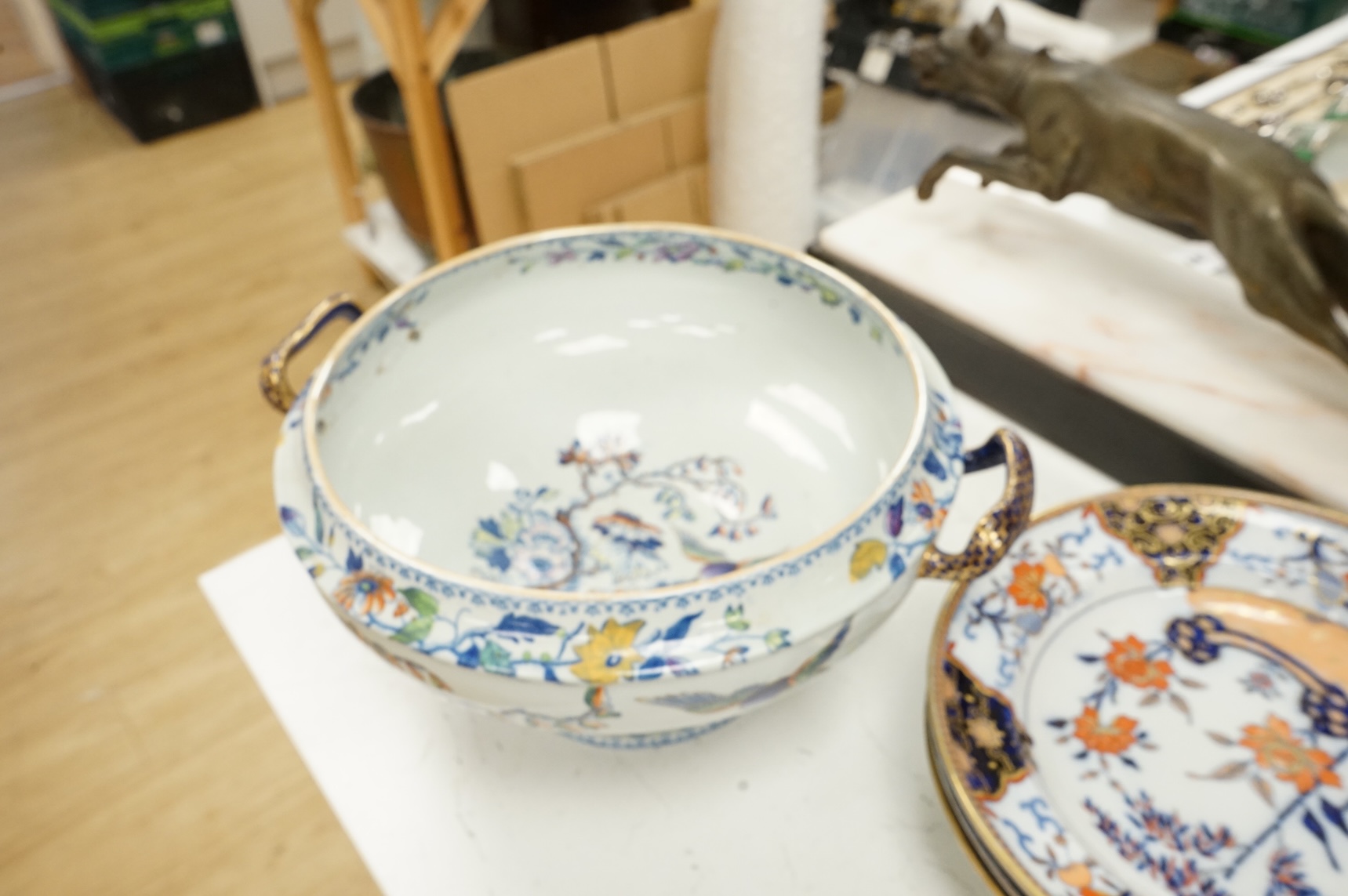 A Victorian Davenport dinner service to include tureens, dinner plates and soup bowls, largest 52cm wide